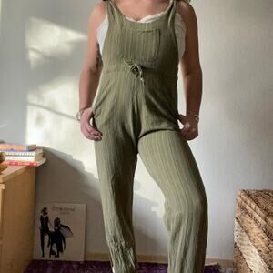 y2k green cotton overalls boho fairy hippie whimsygoth made in nepal | size S